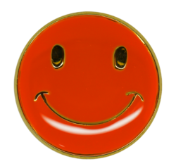 Neon Happy Face Round Badge Gold Plated 7