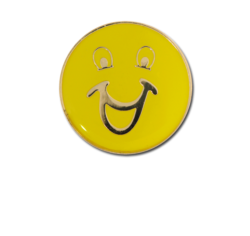 Happy Face Round Badge Gold Plated 16
