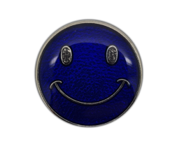 Happy Face Round Badge Silver Plated 9