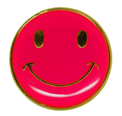 Neon Happy Face Round Badge Gold Plated 6