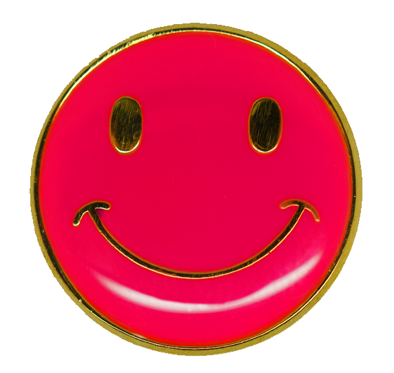 Neon Happy Face Round Badge Gold Plated 2