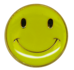 Neon Happy Face Round Badge Gold Plated 8