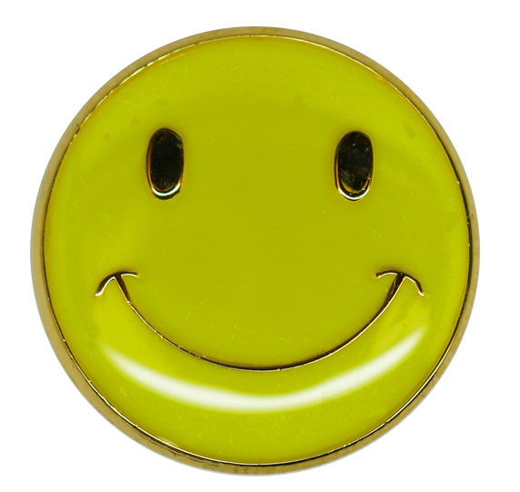 Neon Happy Face Round Badge Gold Plated 4