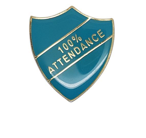 100% Attendance Shield Badge 14
