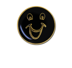 Happy Face Round Badge Gold Plated 24