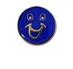 Happy Face Round Badge Gold Plated 17