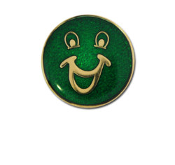 Happy Face Round Badge Gold Plated 18