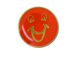 Happy Face Round Badge Gold Plated 22