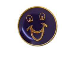 Happy Face Round Badge Gold Plated 19
