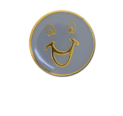 Happy Face Round Badge Gold Plated 26