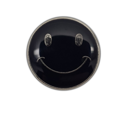 Happy Face Round Badge Silver Plated 12