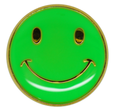 Neon Happy Face Round Badge Gold Plated