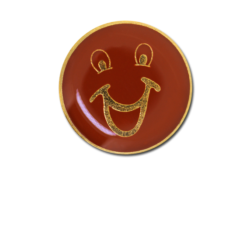 Happy Face Round Badge Gold Plated 27