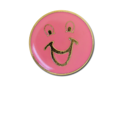 Happy Face Round Badge Gold Plated 21