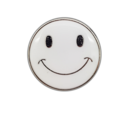 Happy Face Round Badge Silver Plated 11