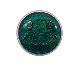 Happy Face Round Badge Silver Plated 10