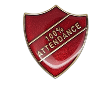 100% Attendance Shield Badge