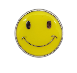 Happy Face Round Badge Silver Plated 8