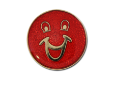 Happy Face Round Badge Gold Plated