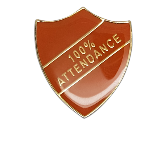 100% Attendance Shield Badge