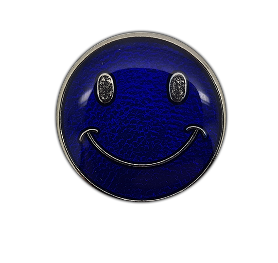 Happy Face Round Badge Silver Plated