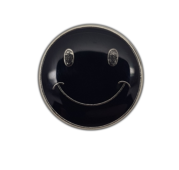 Happy Face Round Badge Silver Plated
