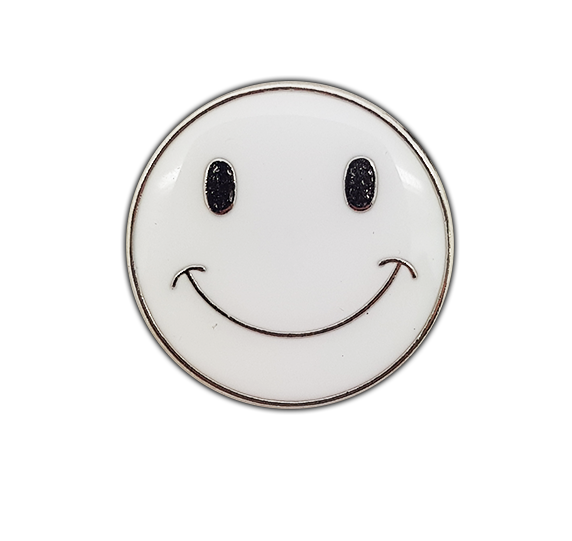 Happy Face Round Badge Silver Plated