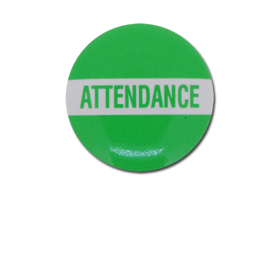 Attendance Plastic Button Badge