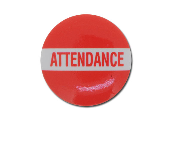 Attendance Plastic Button Badge