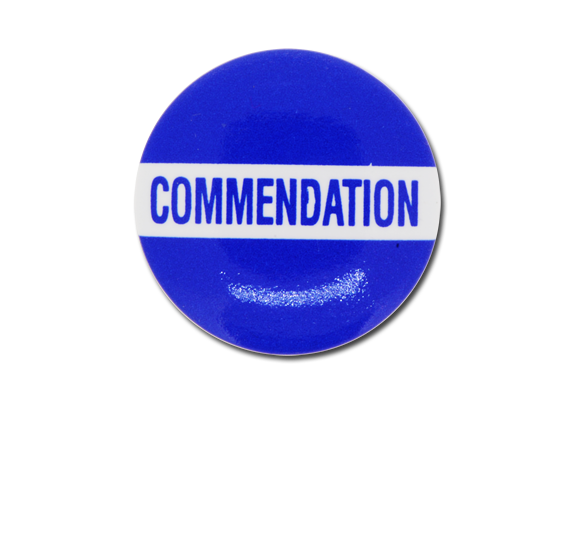 Commendation Plastic Button Badge