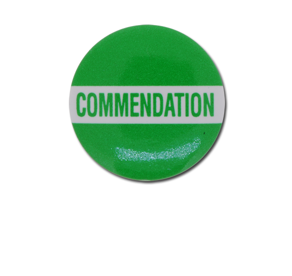 Commendation Plastic Button Badge