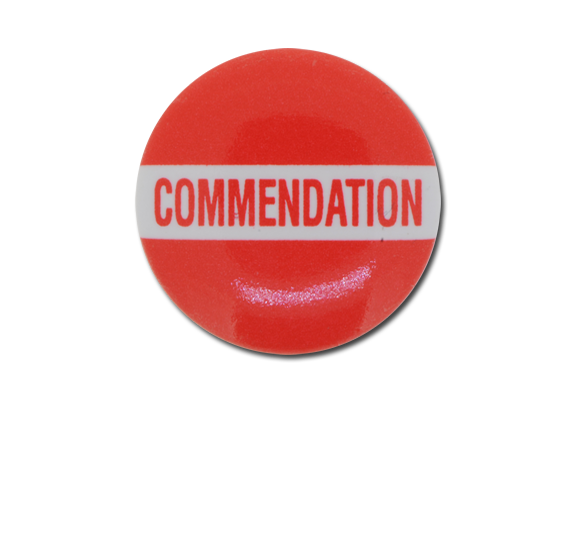 Commendation Plastic Button Badge