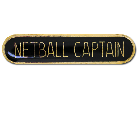 Netball Captain Rounded Edge Bar Badge