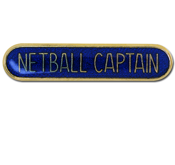 Netball Captain Rounded Edge Bar Badge