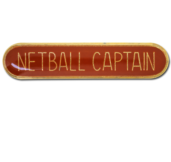 Netball Captain Rounded Edge Bar Badge