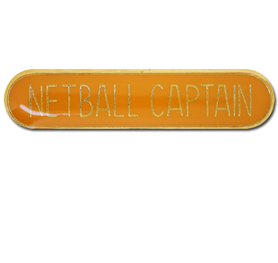 Netball Captain Rounded Edge Bar Badge