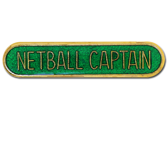 Netball Captain Rounded Edge Bar Badge