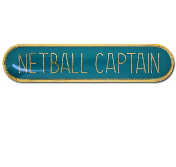 Netball Captain Rounded Edge Bar Badge