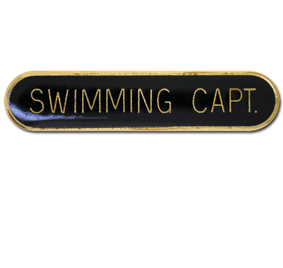 Swimming Capt Rounded Edge Bar Badge