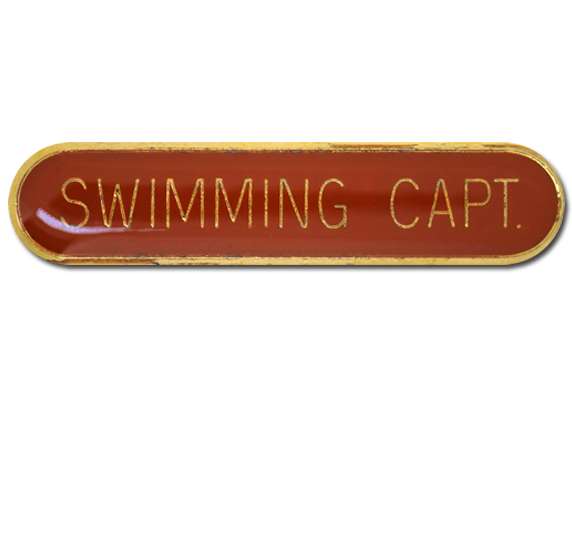 Swimming Capt Rounded Edge Bar Badge