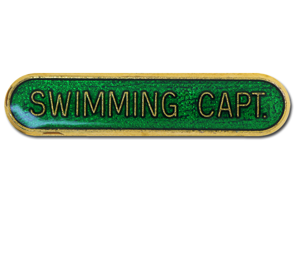 Swimming Capt Rounded Edge Bar Badge