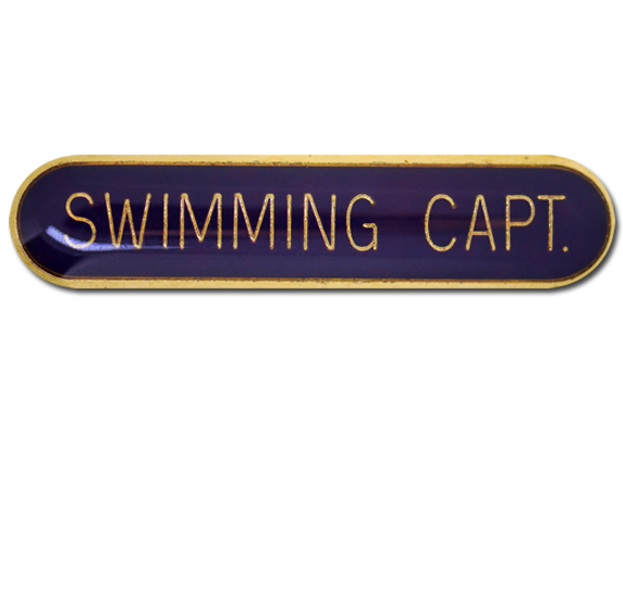 Swimming Capt Rounded Edge Bar Badge