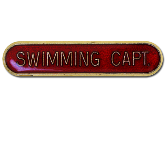 Swimming Capt Rounded Edge Bar Badge