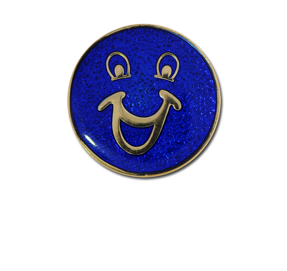 Happy Face Round Badge Gold Plated