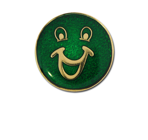 Happy Face Round Badge Gold Plated