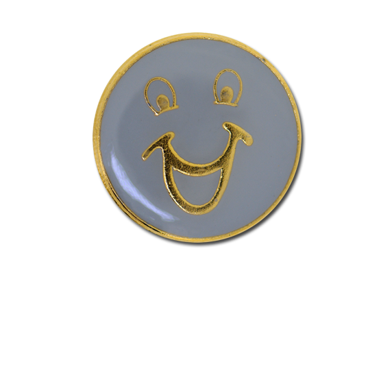 Happy Face Round Badge Gold Plated