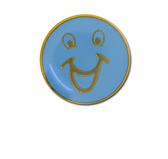 Happy Face Round Badge Gold Plated