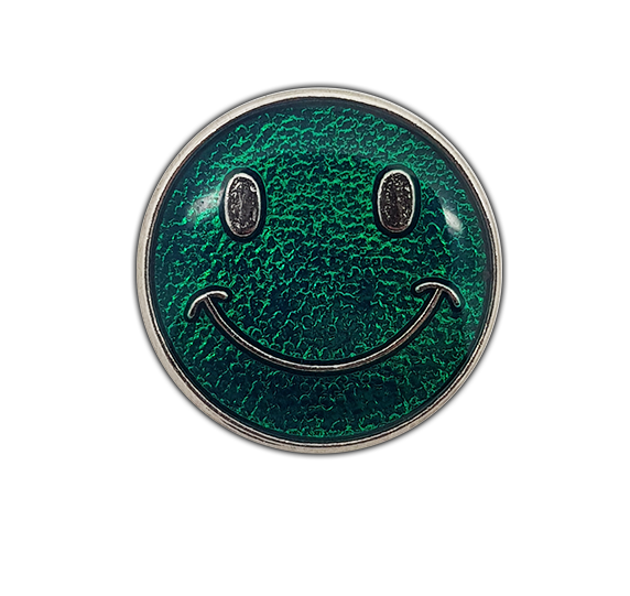 Happy Face Round Badge Silver Plated