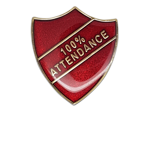 100% Attendance Shield Badge