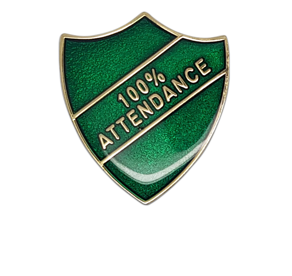 100% Attendance Shield Badge